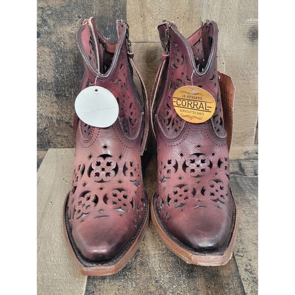 NWT Corral‎ Western Boho Chic Ankle Spring Summer Brown Leather Boots Womens 8.5 - Picture 1 of 8